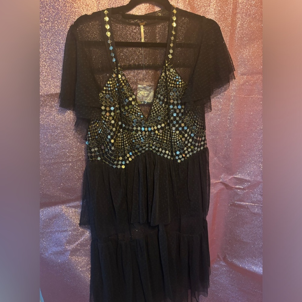 Free people sheer ruffle dress